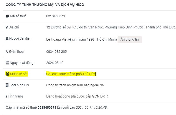 NNT không hoạt động tại địa chỉ đã đăng ký