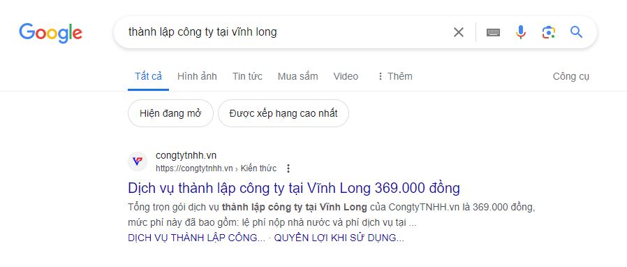 Dịch vụ thành lập công ty tại Vĩnh Long