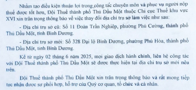Thuế cơ sở 25 Phường Phú Lợi - Kế toán Vạn Phúc