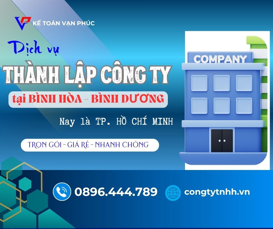 Dịch vụ thành lập công ty tại BÌNH HÒA